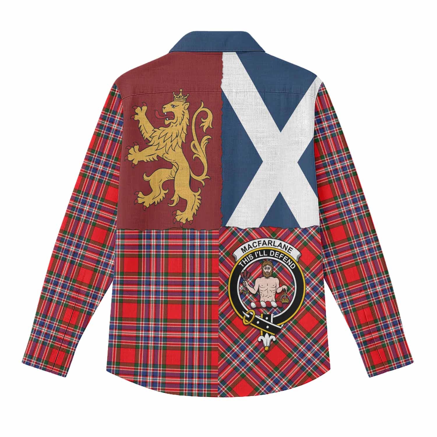 MacFarlane (McFarlane) Crest Tartan Women Casual Shirt with Lion Rampant Saltire Style