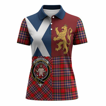 MacFarlane (McFarlane) Crest Tartan Women Polo Shirt with Lion Rampant Saltire Style