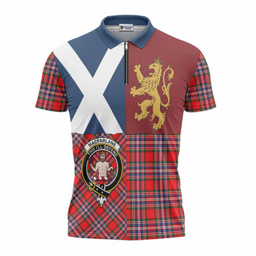 MacFarlane (McFarlane) Crest Tartan Zipper Polo Shirt with Lion Rampant Saltire Style