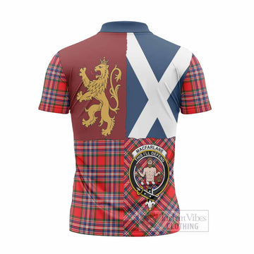 MacFarlane (McFarlane) Crest Tartan Zipper Polo Shirt with Lion Rampant Saltire Style