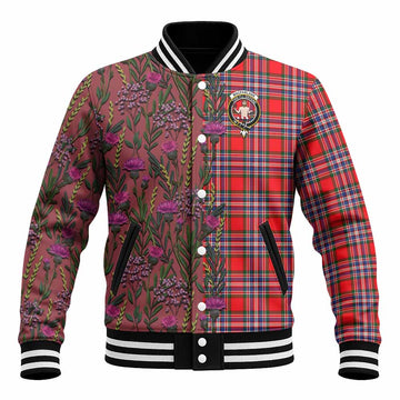 MacFarlane (McFarlane) Family Crest Tartan Baseball Jacket Scottish Thistle Flower Pattern Half Style