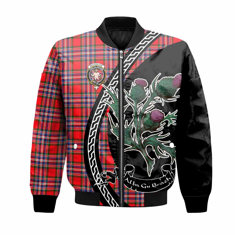 MacFarlane (McFarlane) Family Crest Tartan Bomber Jacket Alba Thistle Inspired - Tartan Vibes Clothing