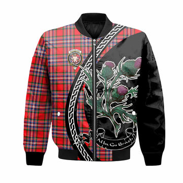 MacFarlane (McFarlane) Family Crest Tartan Bomber Jacket Alba Thistle Inspired