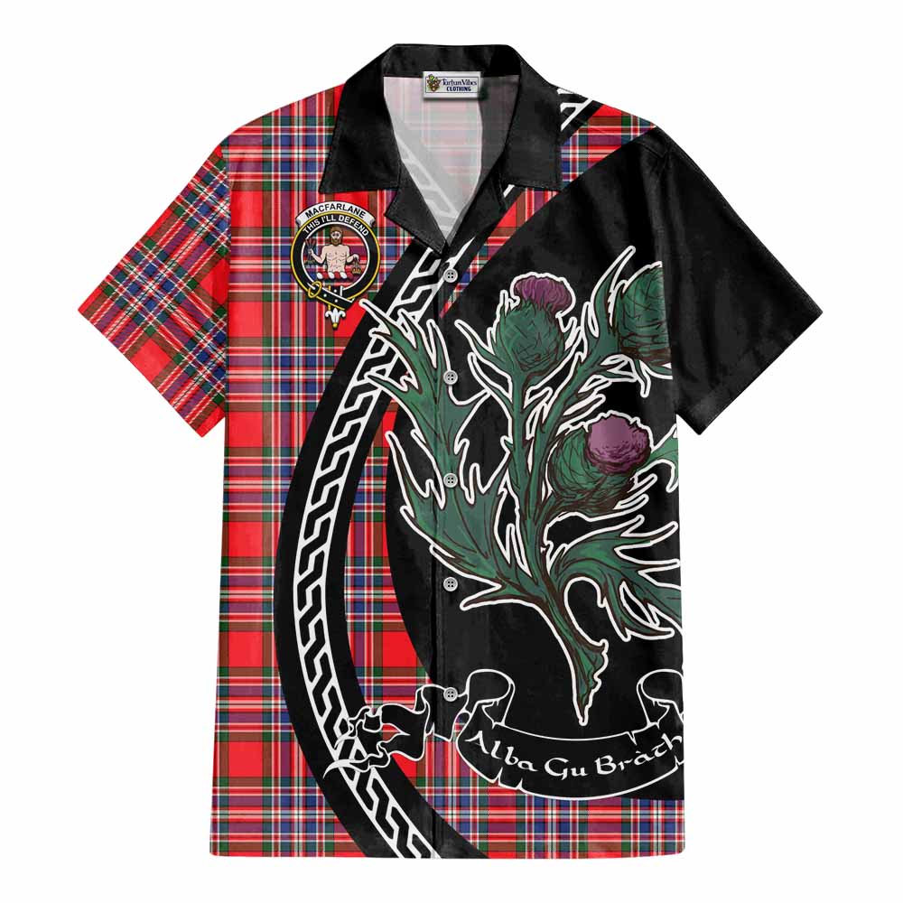 MacFarlane (McFarlane) Family Crest Tartan Cotton Hawaiian Shirt Alba Thistle Inspired - Tartan Vibes Clothing