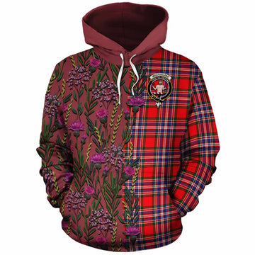 MacFarlane (McFarlane) Family Crest Tartan Cotton Hoodie Scottish Thistle Flower Pattern Half Style