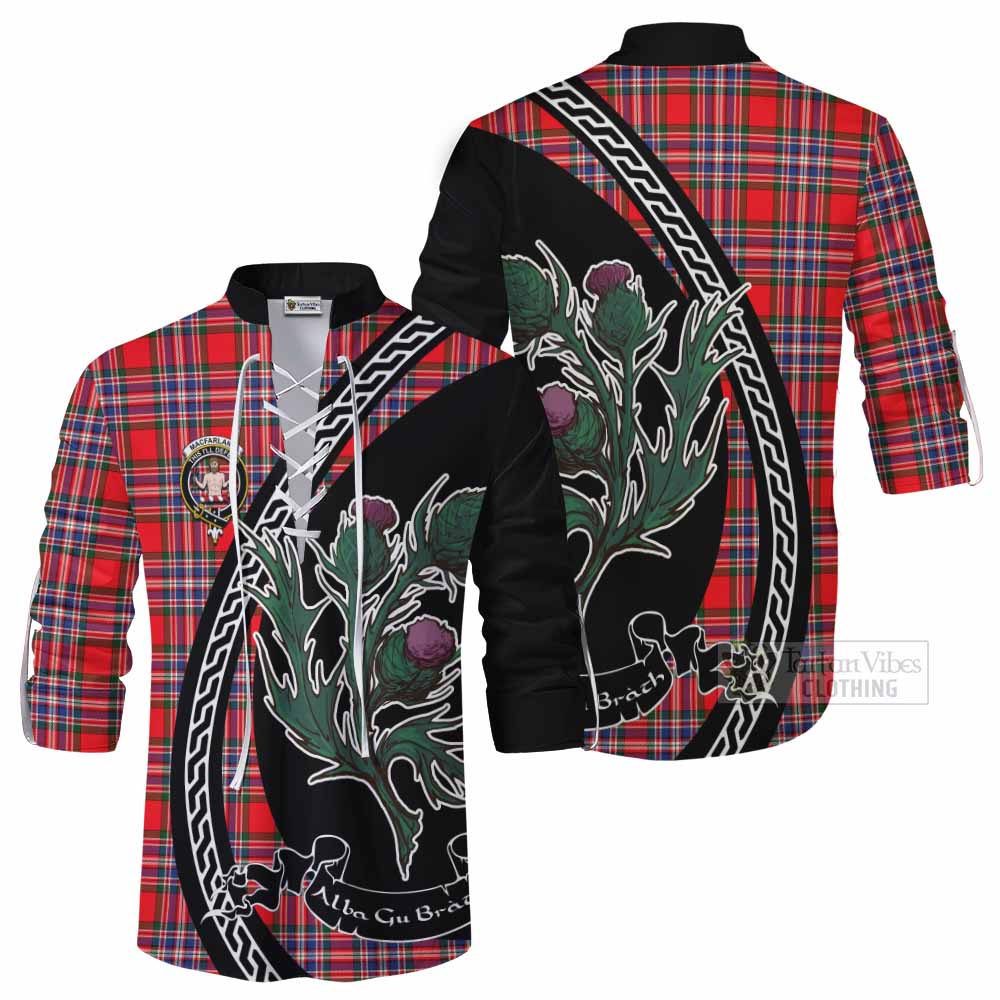 MacFarlane (McFarlane) Family Crest Tartan Ghillie Shirt Alba Thistle Inspired - Tartan Vibes Clothing