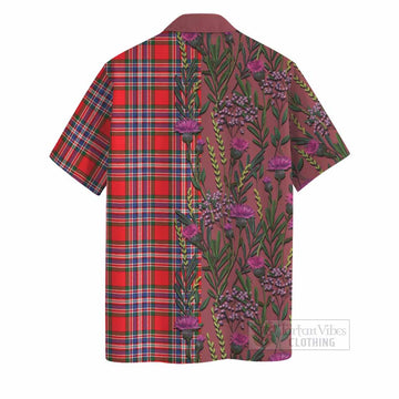MacFarlane (McFarlane) Family Crest Tartan Hawaiian Shirt Scottish Thistle Flower Pattern Half Style