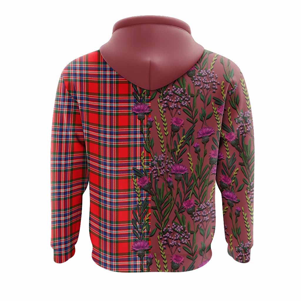 MacFarlane (McFarlane) Family Crest Tartan Hoodie Scottish Thistle Flower Pattern Half Style - Tartan Vibes Clothing