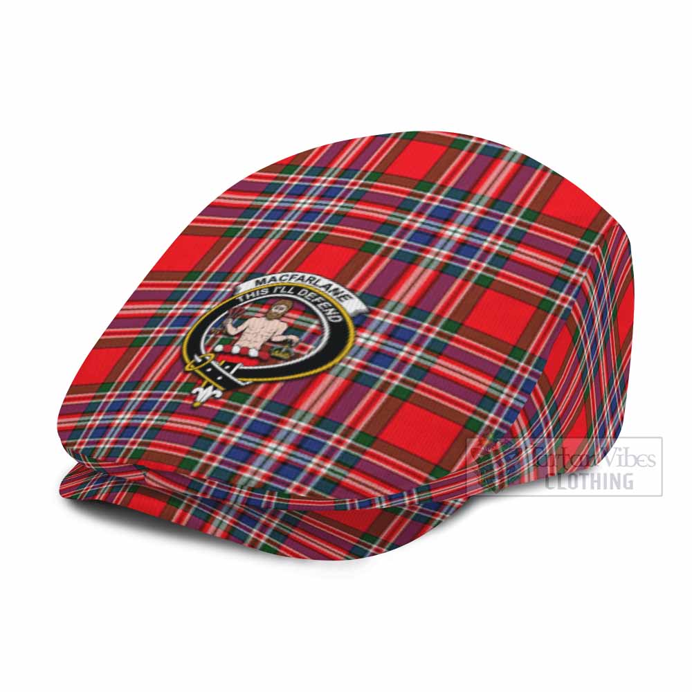 MacFarlane (McFarlane) Family Crest Tartan Jeff Cap, Tartan Flat Cap