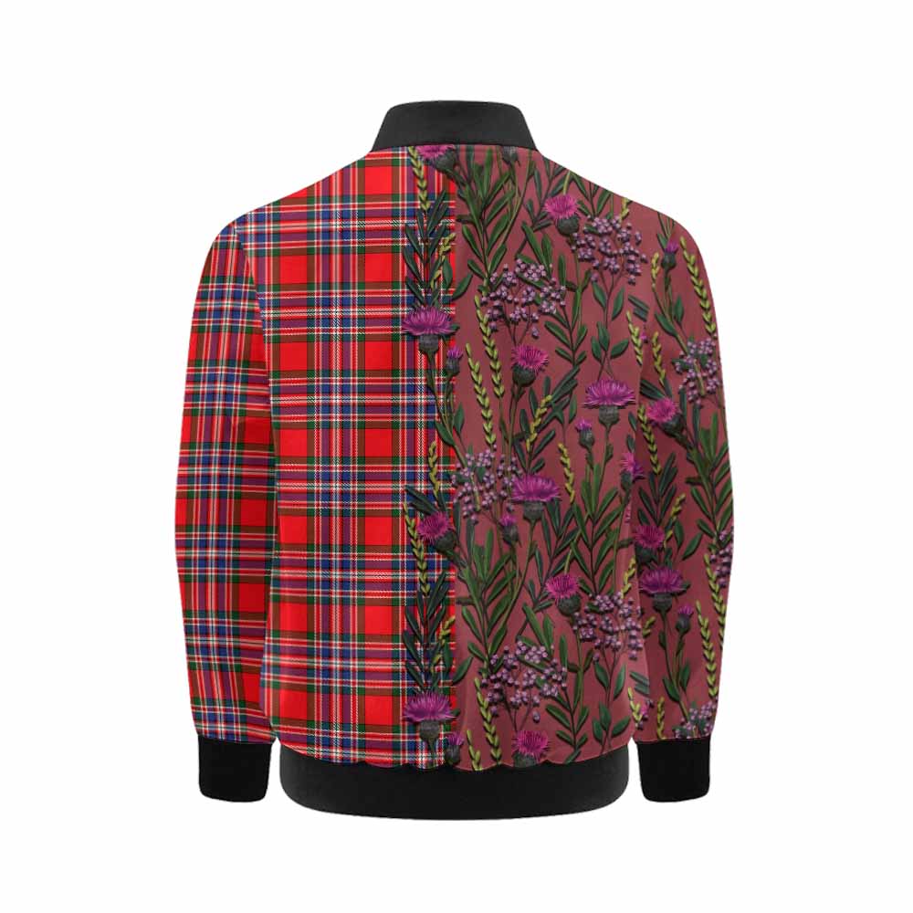 MacFarlane (McFarlane) Family Crest Tartan Kid Bomber Jacket Scottish Thistle Flower Pattern Half Style - Tartan Vibes Clothing