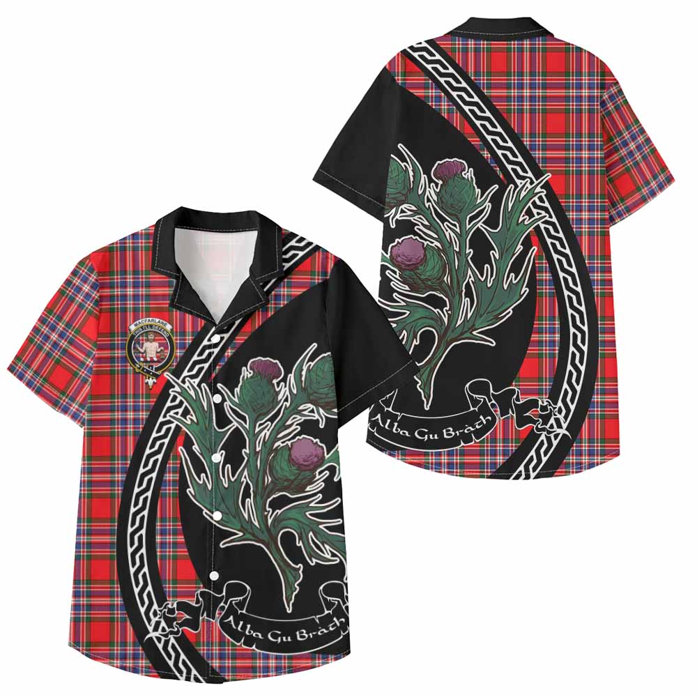 MacFarlane (McFarlane) Family Crest Tartan Kid Hawaiian Shirt Alba Thistle Inspired - Tartan Vibes Clothing
