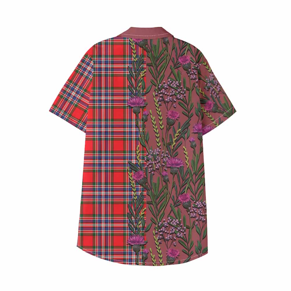 MacFarlane (McFarlane) Family Crest Tartan Kid Hawaiian Shirt Scottish Thistle Flower Pattern Half Style - Tartan Vibes Clothing