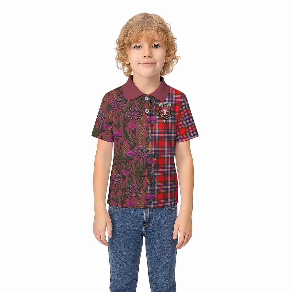 MacFarlane (McFarlane) Family Crest Tartan Kid Polo Shirt Scottish Thistle Flower Pattern Half Style - Tartan Vibes Clothing