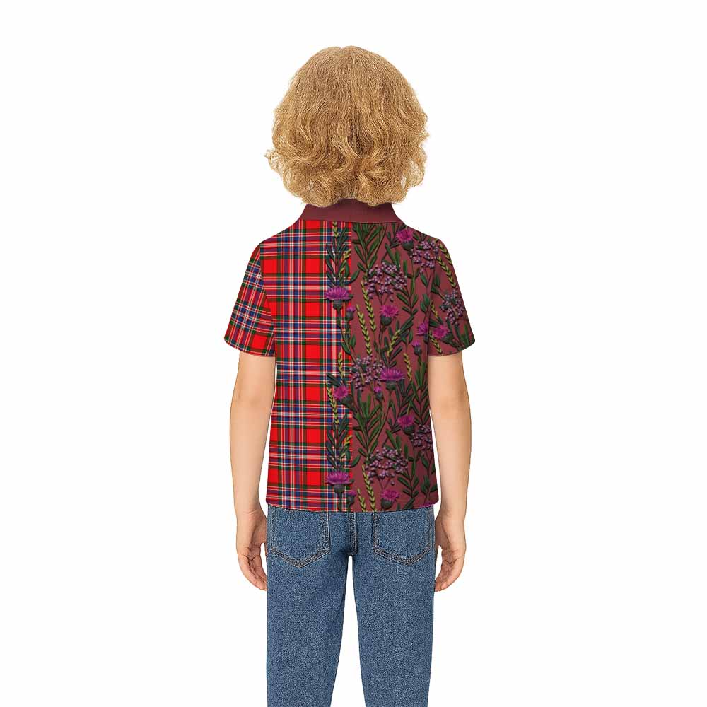 MacFarlane (McFarlane) Family Crest Tartan Kid Polo Shirt Scottish Thistle Flower Pattern Half Style - Tartan Vibes Clothing