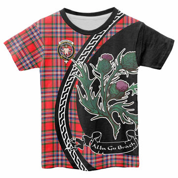 MacFarlane (McFarlane) Family Crest Tartan Kid T-shirt Alba Thistle Inspired - Tartan Vibes Clothing