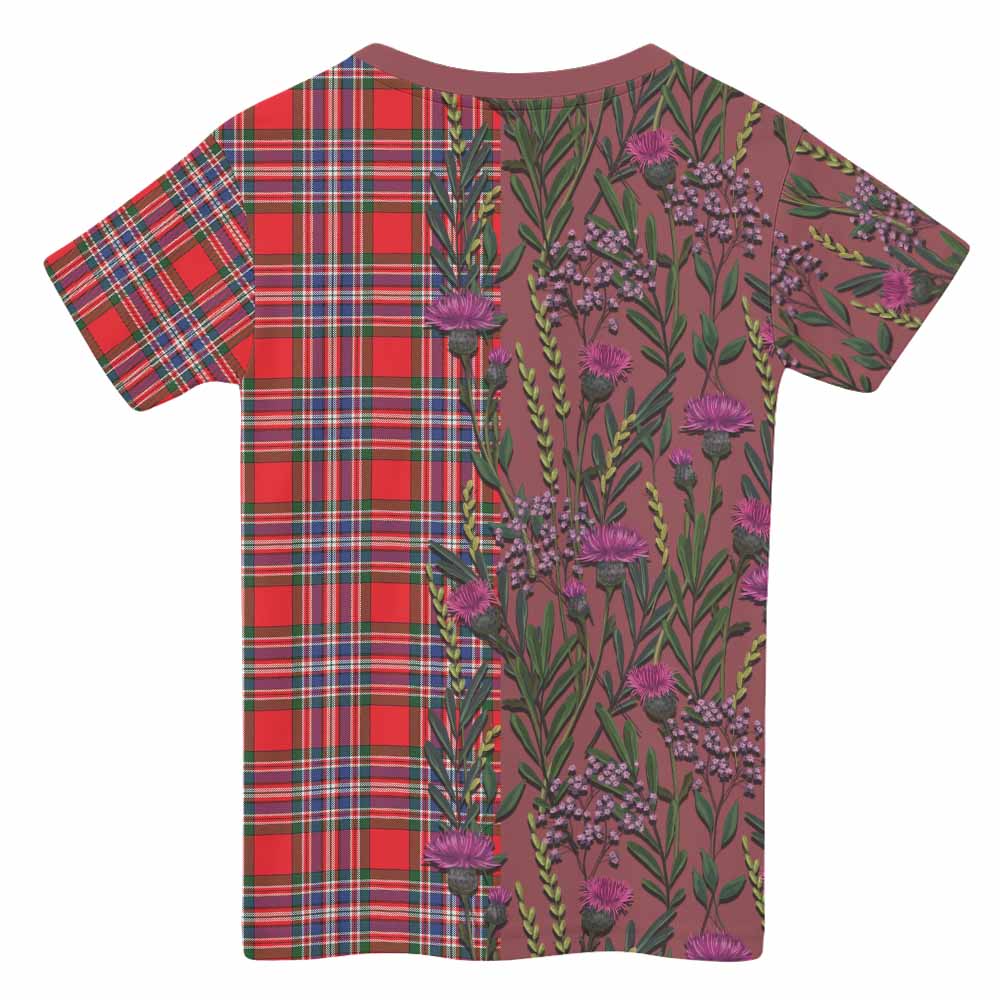 MacFarlane (McFarlane) Family Crest Tartan Kid T-shirt Scottish Thistle Flower Pattern Half Style - Tartan Vibes Clothing