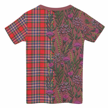 MacFarlane (McFarlane) Family Crest Tartan Kid T-shirt Scottish Thistle Flower Pattern Half Style - Tartan Vibes Clothing