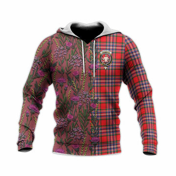 MacFarlane (McFarlane) Family Crest Tartan Knitted Hoodie Scottish Thistle Flower Pattern Half Style