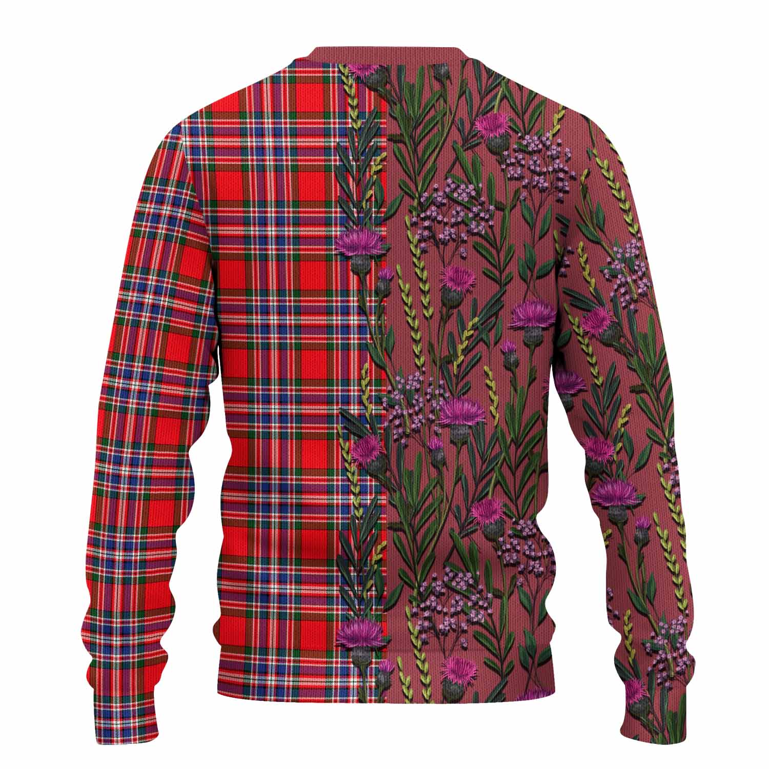 MacFarlane (McFarlane) Family Crest Tartan Knitted Sweater Scottish Thistle Flower Pattern Half Style - Tartan Vibes Clothing