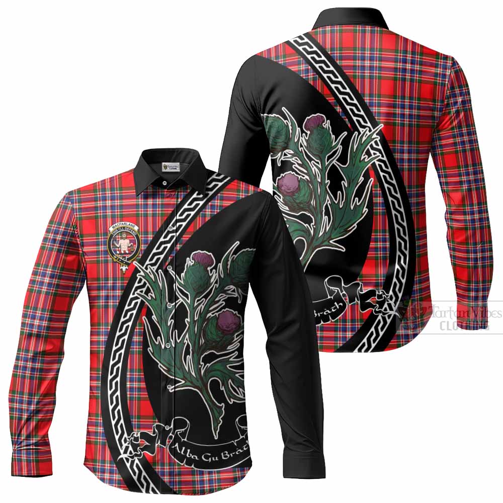 MacFarlane (McFarlane) Family Crest Tartan Long Sleeve Button Shirts Alba Thistle Inspired - Tartan Vibes Clothing