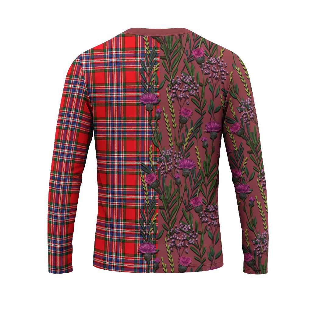 MacFarlane (McFarlane) Family Crest Tartan Long Sleeve T-Shirt Scottish Thistle Flower Pattern Half Style - Tartan Vibes Clothing