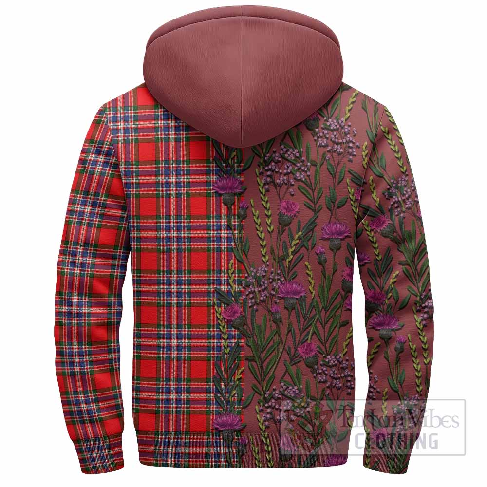 MacFarlane (McFarlane) Family Crest Tartan Sherpa Hoodie Scottish Thistle Flower Pattern Half Style - Tartan Vibes Clothing