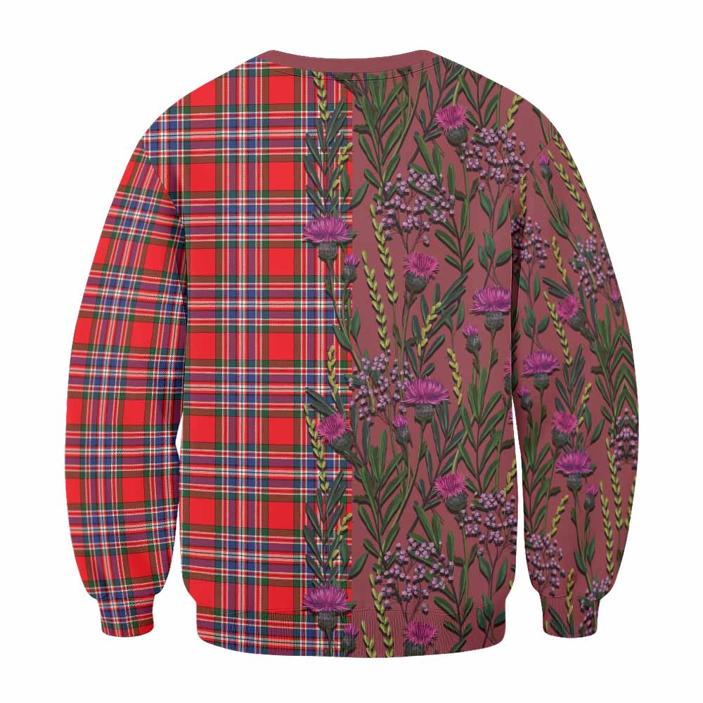 MacFarlane (McFarlane) Family Crest Tartan Sweatshirt Scottish Thistle Flower Pattern Half Style - Tartan Vibes Clothing