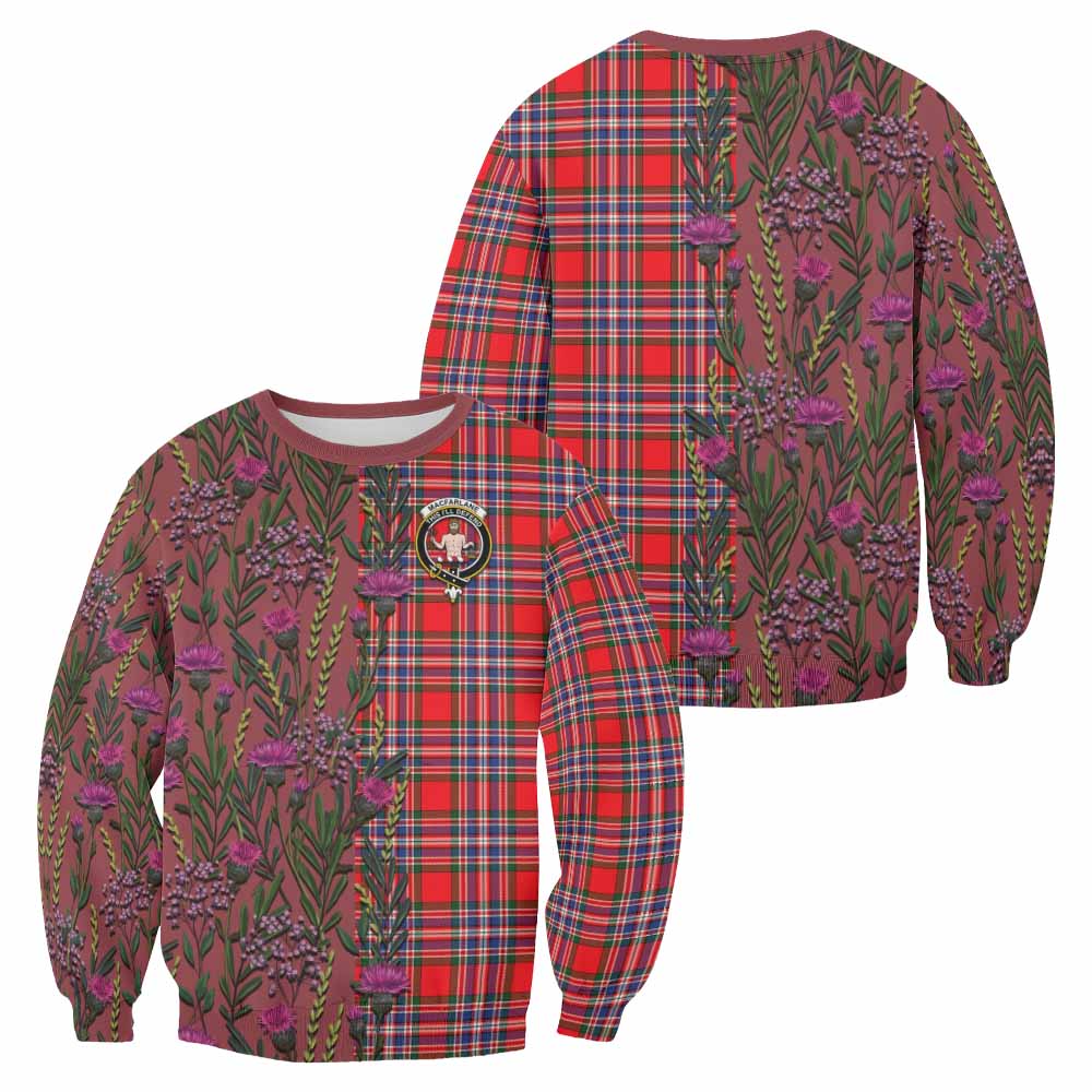 MacFarlane (McFarlane) Family Crest Tartan Sweatshirt Scottish Thistle Flower Pattern Half Style - Tartan Vibes Clothing