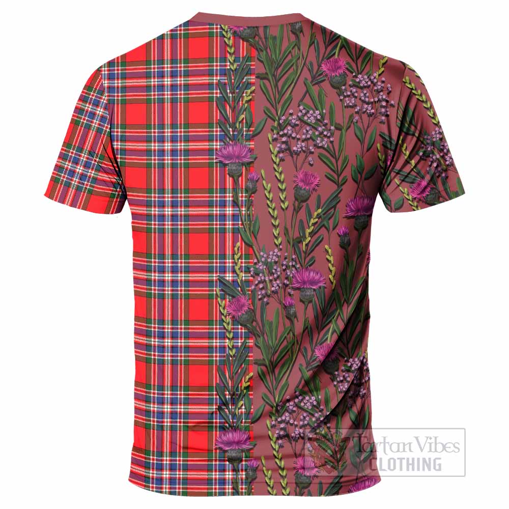 MacFarlane (McFarlane) Family Crest Tartan T-Shirt Scottish Thistle Flower Pattern Half Style - Tartan Vibes Clothing