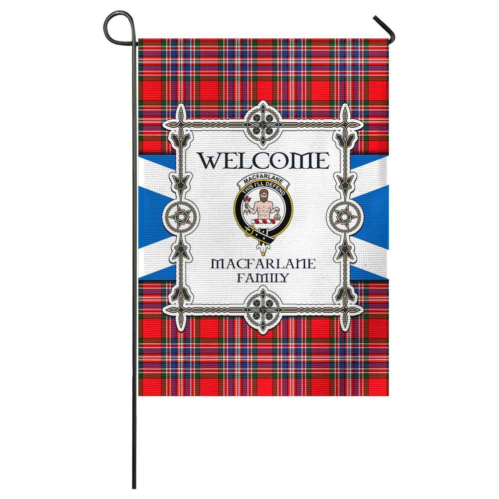 MacFarlane (McFarlane) Family Crest Tartan Welcome Garden Flag Saltire Harmony Style - Tartan Vibes Clothing