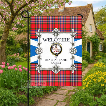 MacFarlane (McFarlane) Family Crest Tartan Welcome Garden Flag Saltire Harmony Style - Tartan Vibes Clothing