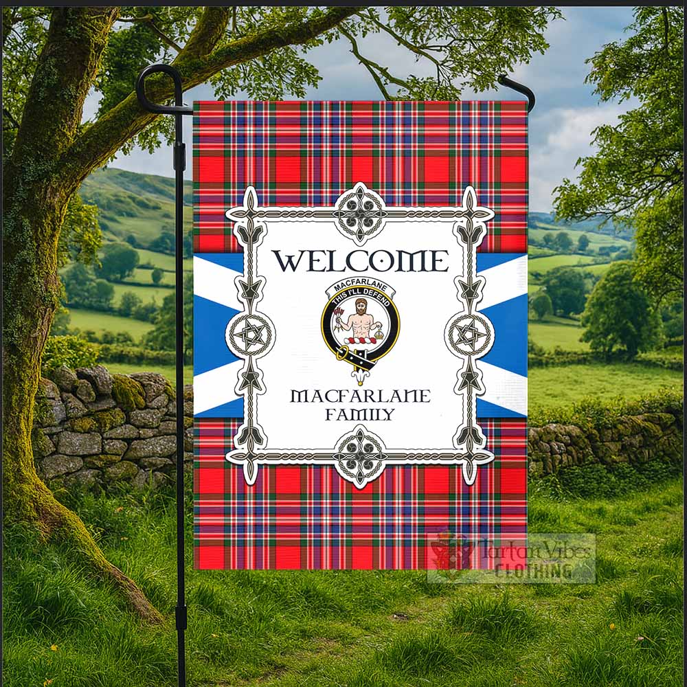 MacFarlane (McFarlane) Family Crest Tartan Welcome Garden Flag Saltire Harmony Style - Tartan Vibes Clothing