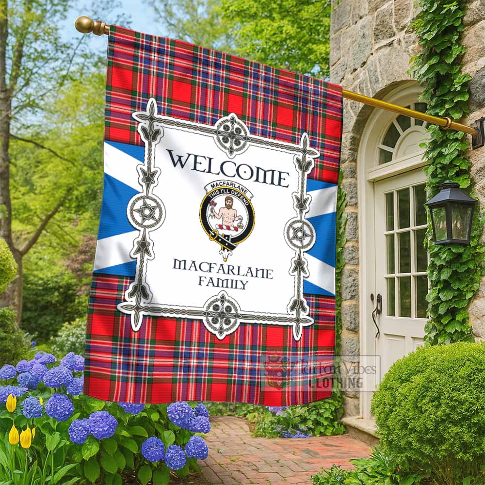 MacFarlane (McFarlane) Family Crest Tartan Welcome Garden Flag Saltire Harmony Style - Tartan Vibes Clothing