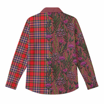 MacFarlane (McFarlane) Family Crest Tartan Women Casual Shirt Scottish Thistle Flower Pattern Half Style
