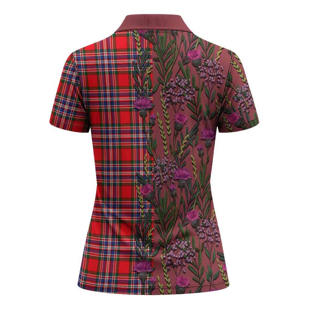 MacFarlane (McFarlane) Family Crest Tartan Women Polo Shirt Scottish Thistle Flower Pattern Half Style - Tartan Vibes Clothing