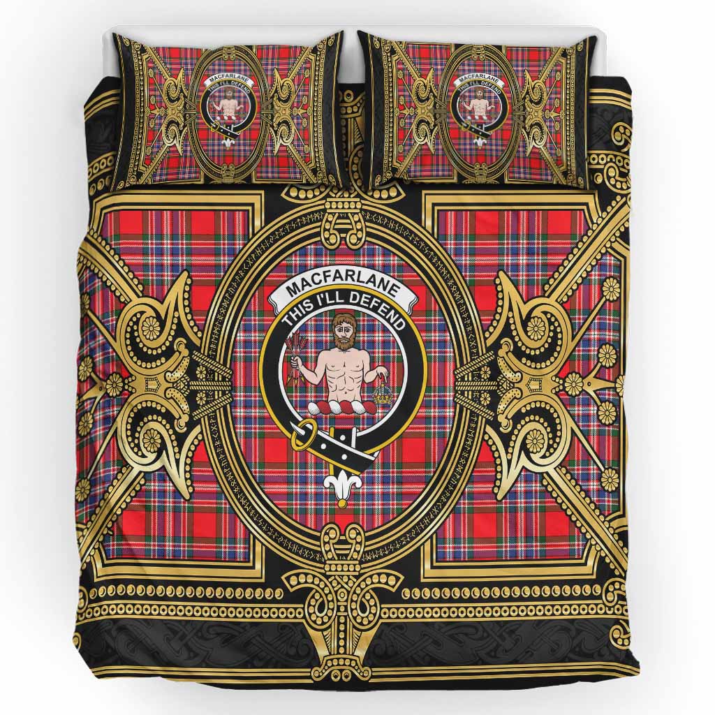 MacFarlane (McFarlane) Scottish Tartan Crest Bedding Set Royal Stylized