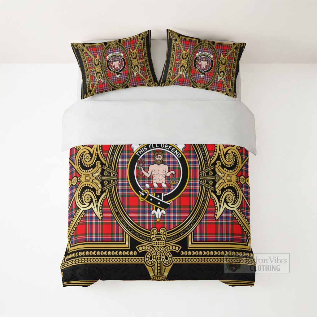 MacFarlane (McFarlane) Scottish Tartan Crest Bedding Set Royal Stylized