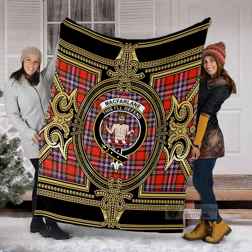 MacFarlane (McFarlane) Scottish Tartan Crest Blanket Royal Stylized - Tartan Vibes Clothing
