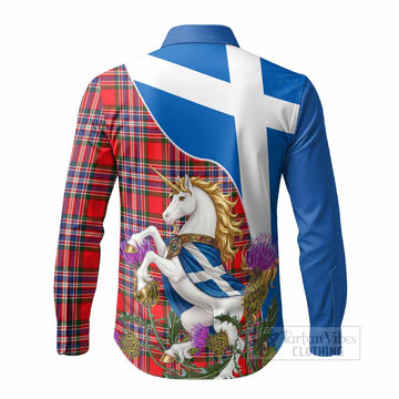 MacFarlane (McFarlane) Scottish Tartan Crest Unicorn Heritage Long Sleeve Button Shirts - Tartan Vibes Clothing