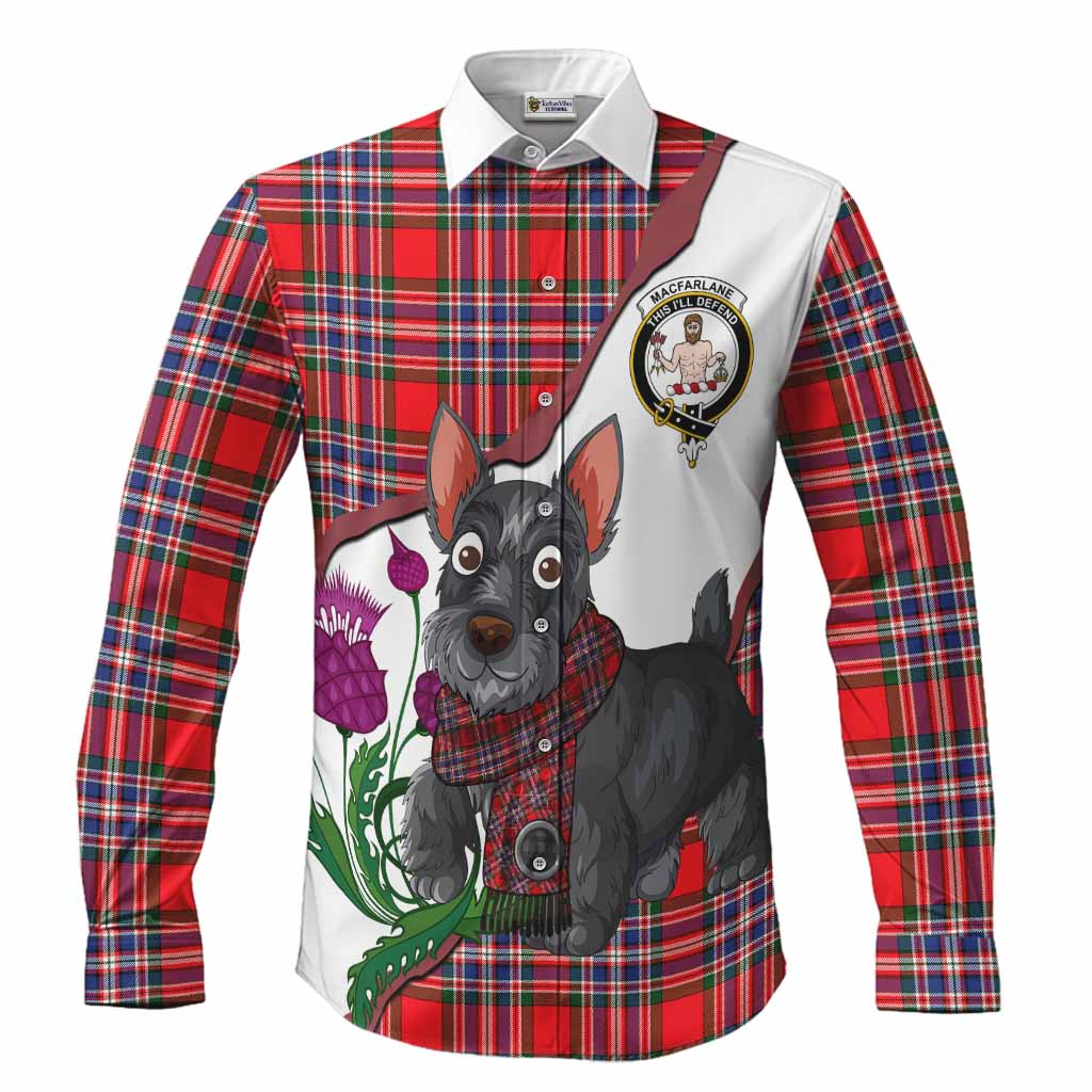 MacFarlane (McFarlane) Scottish Terrier Tartan Crest Long Sleeve Button Shirts Thistle Heritage Art