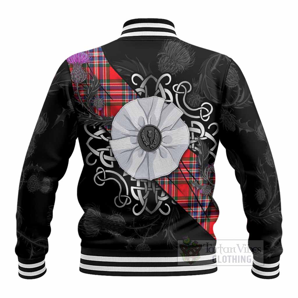 MacFarlane (McFarlane) Tartan Baseball Jacket Jacobite White Rose - Tartan Vibes Clothing