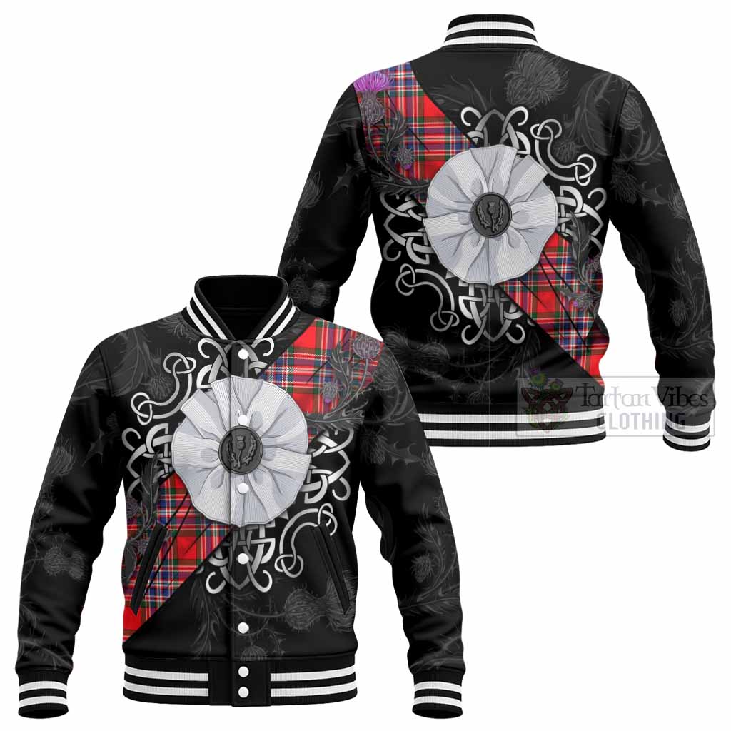 MacFarlane (McFarlane) Tartan Baseball Jacket Jacobite White Rose - Tartan Vibes Clothing