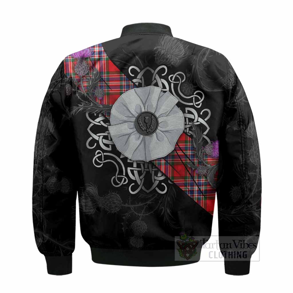 MacFarlane (McFarlane) Tartan Bomber Jacket Jacobite White Rose - Tartan Vibes Clothing