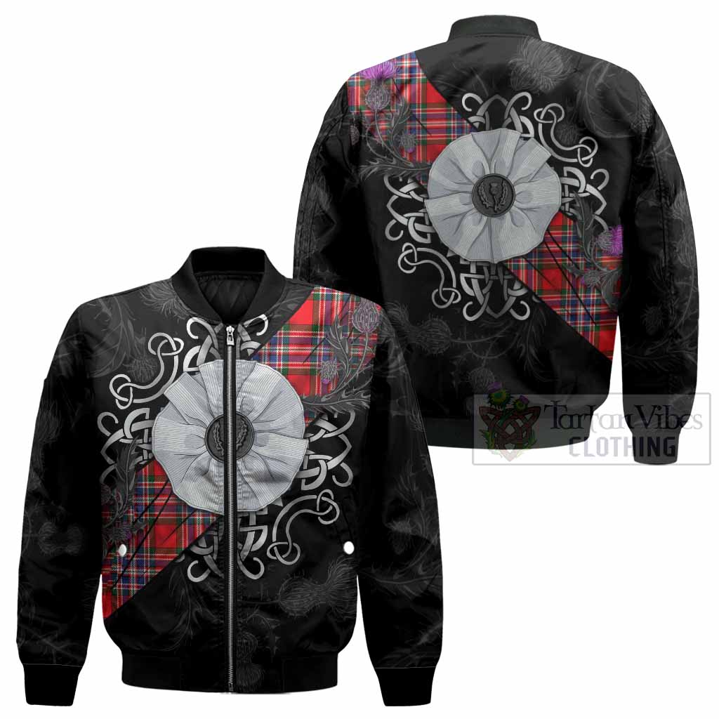 MacFarlane (McFarlane) Tartan Bomber Jacket Jacobite White Rose - Tartan Vibes Clothing
