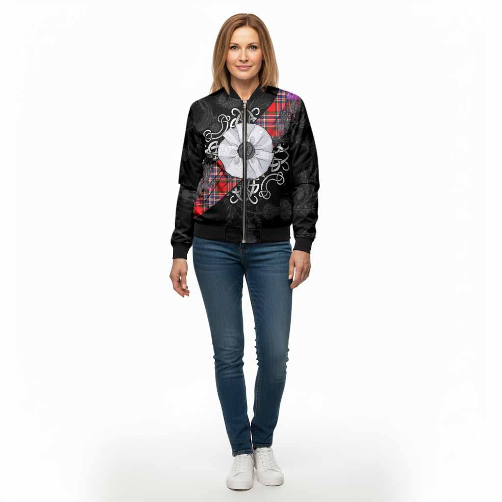 MacFarlane (McFarlane) Tartan Bomber Jacket Jacobite White Rose - Tartan Vibes Clothing