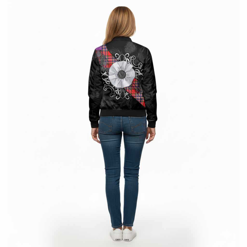 MacFarlane (McFarlane) Tartan Bomber Jacket Jacobite White Rose - Tartan Vibes Clothing