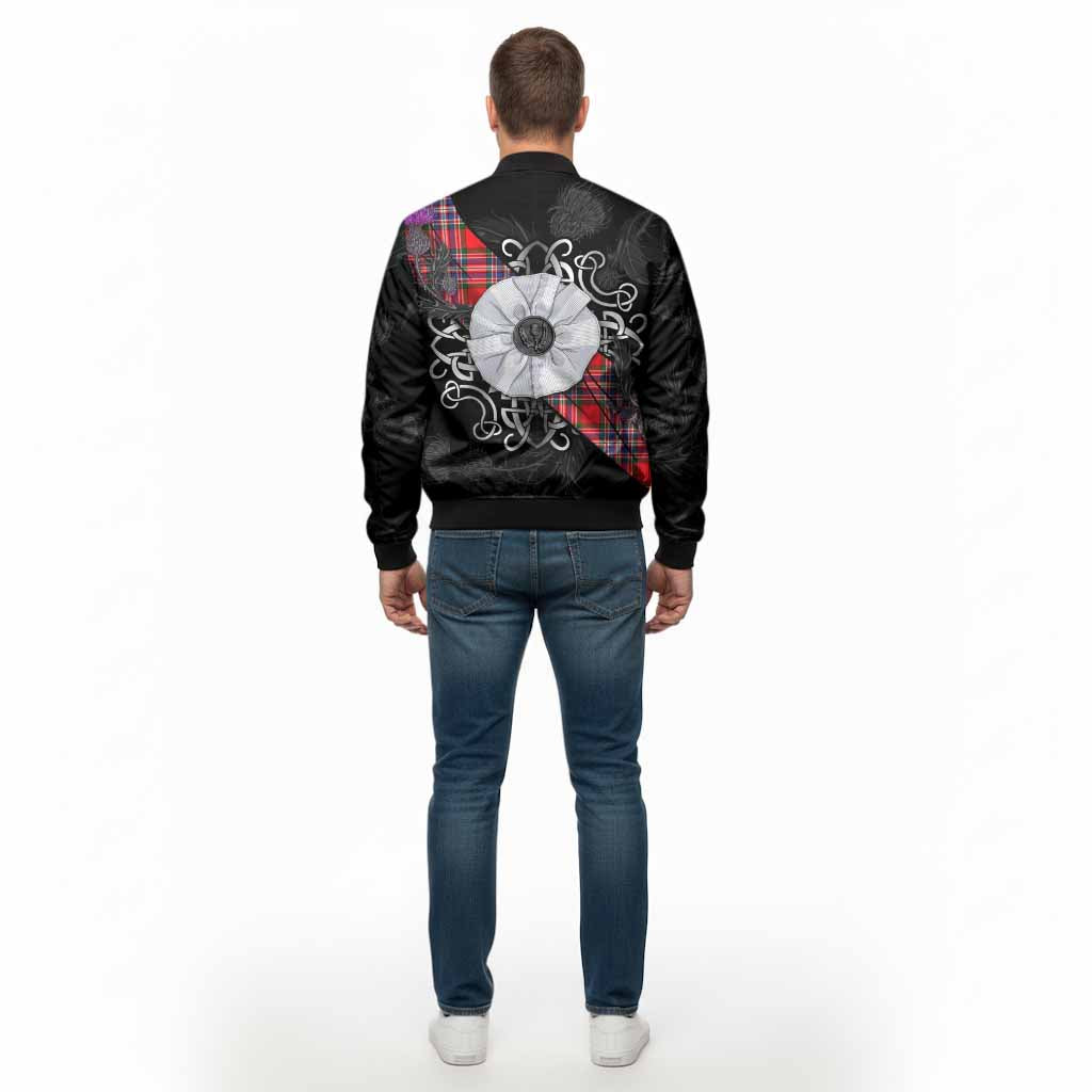 MacFarlane (McFarlane) Tartan Bomber Jacket Jacobite White Rose - Tartan Vibes Clothing