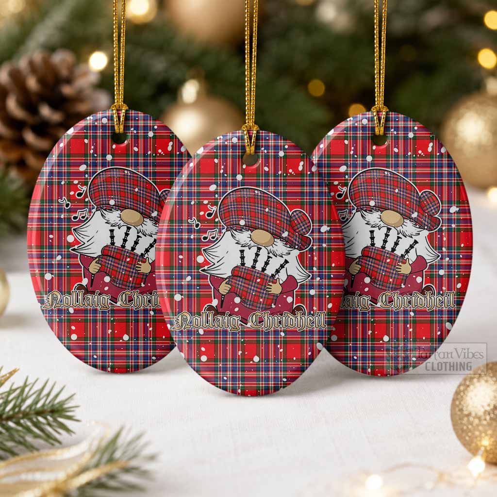 MacFarlane (McFarlane) Tartan Ceramic Oval Ornament Gnome Bagpiper - Chistmas Tree Decor Pack of 3 - Tartan Vibes Clothing