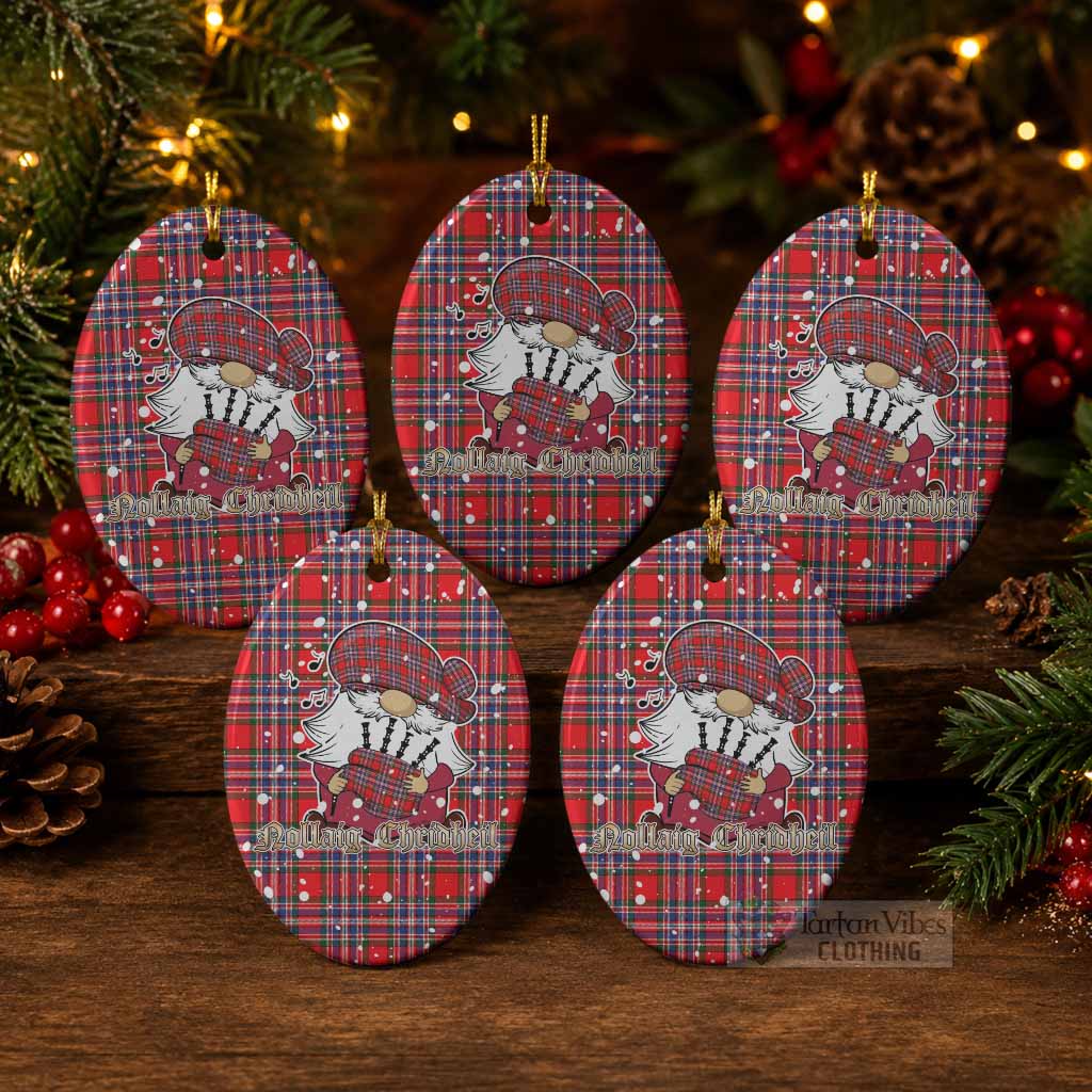 MacFarlane (McFarlane) Tartan Ceramic Oval Ornament Gnome Bagpiper - Chistmas Tree Decor Pack of 5 - Tartan Vibes Clothing