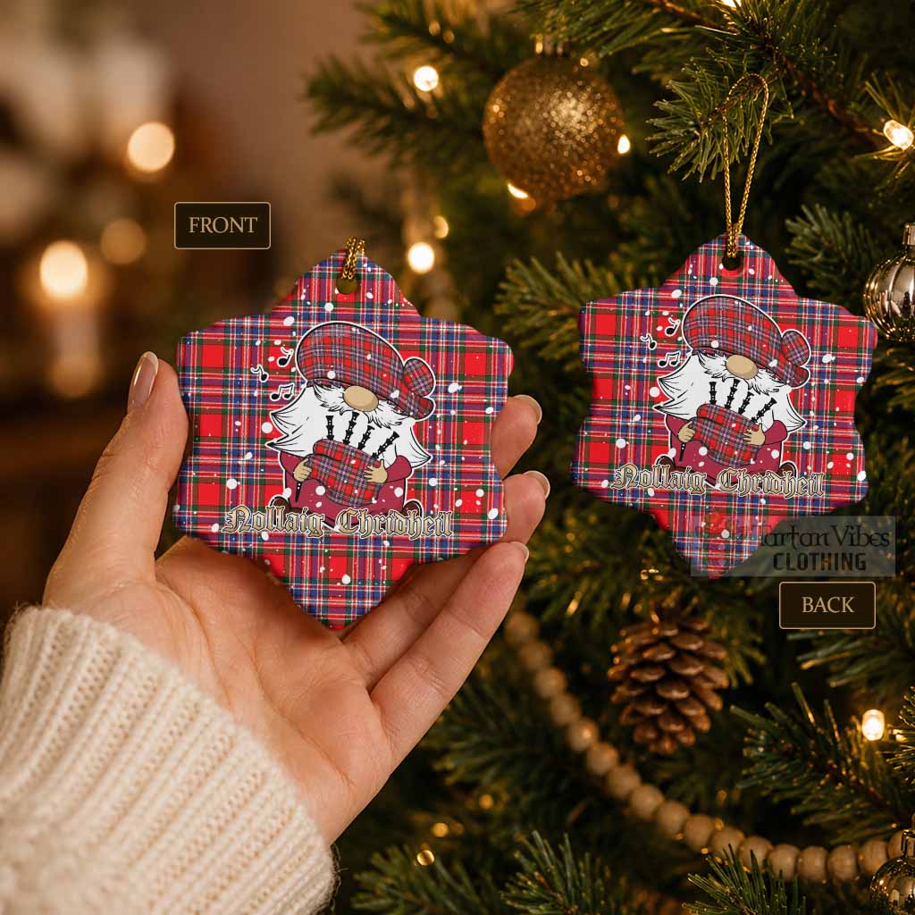 MacFarlane (McFarlane) Tartan Ceramic Snow Flake Ornament Gnome Bagpiper - Chistmas Tree Decor - Tartan Vibes Clothing